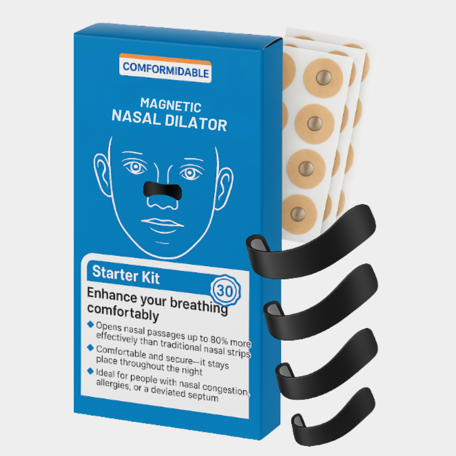 Verpakking magnetische neusstrips van het merk Comformidable
