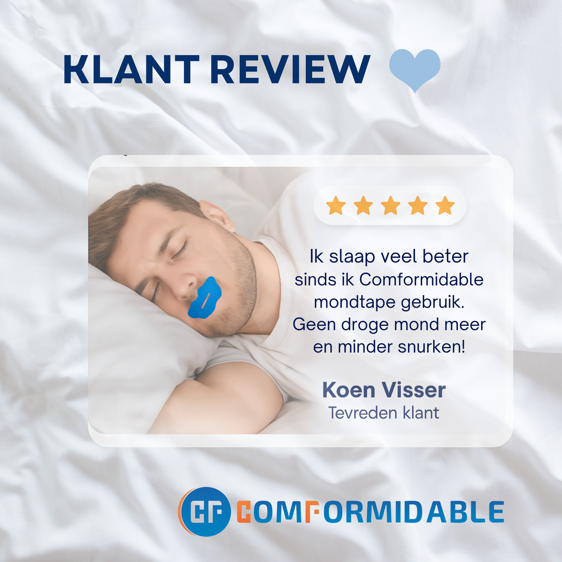 een afbeelding met hierin een klantreview van 5 sterren.