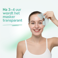 Resultaat na gebruik van het Comformidable Collagen Calm Balance Mask waarbij het collageen masker transparant wordt na 3 tot 4 uur dragen