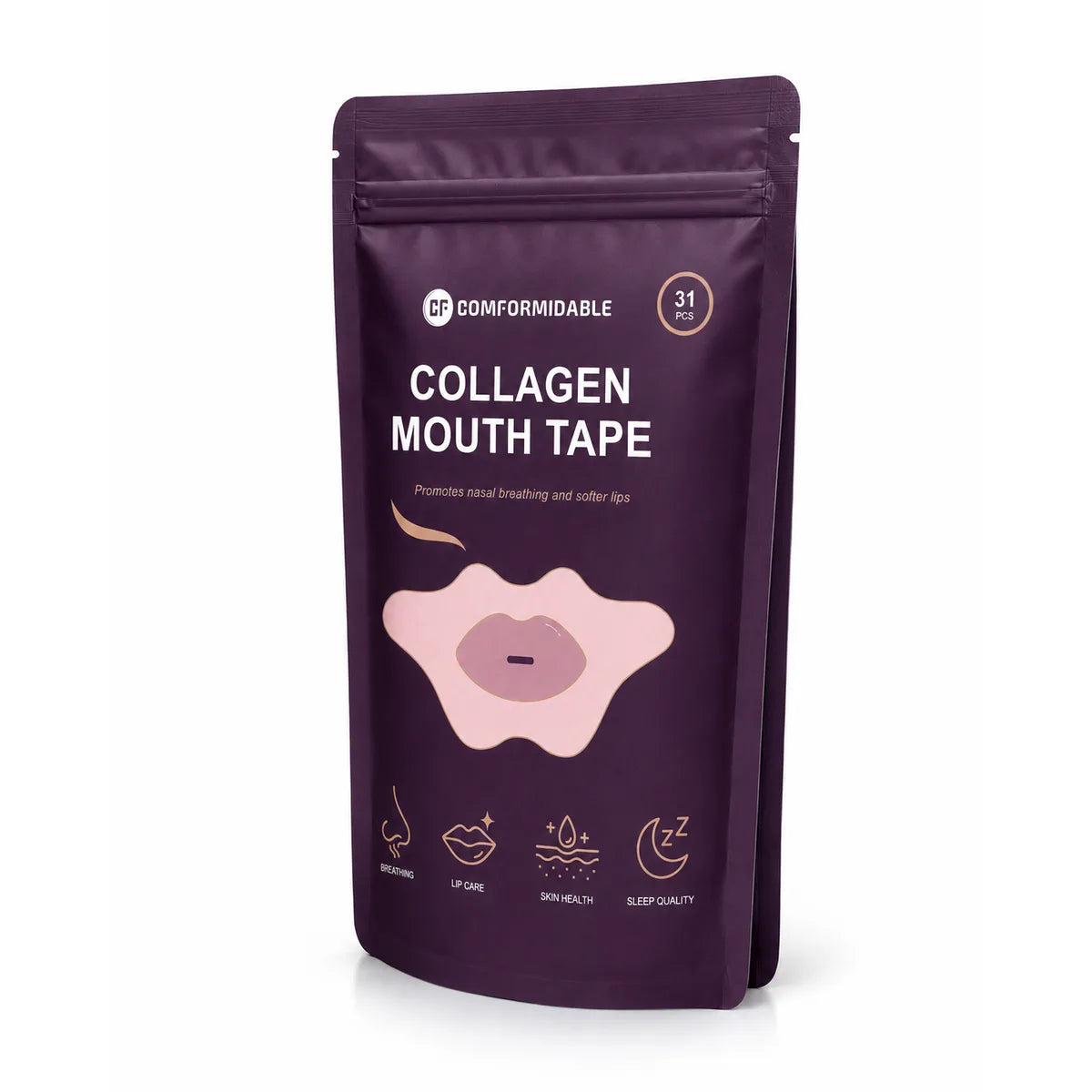 Hersluitbaar zakje Comformidable collageen mondtape van opzij