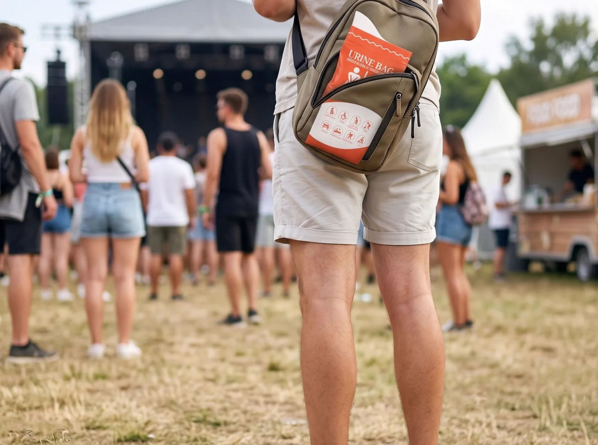 Plaszak in een heuptas op een festival