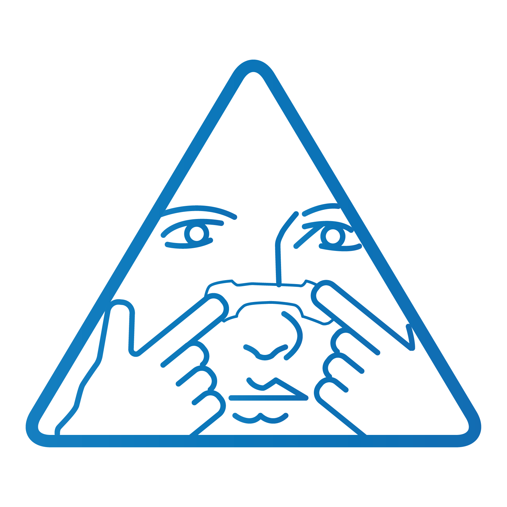 Een driehoek met een gezicht en een hand die een neusstrip op de neus plaatst 