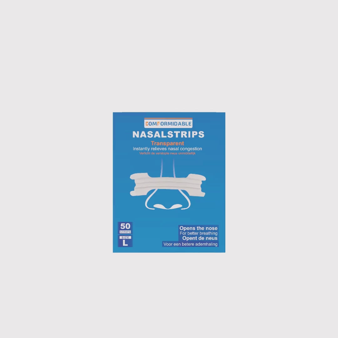 360 graden video van comformidable verpakking 'neusstrips 50 stuks transparant'