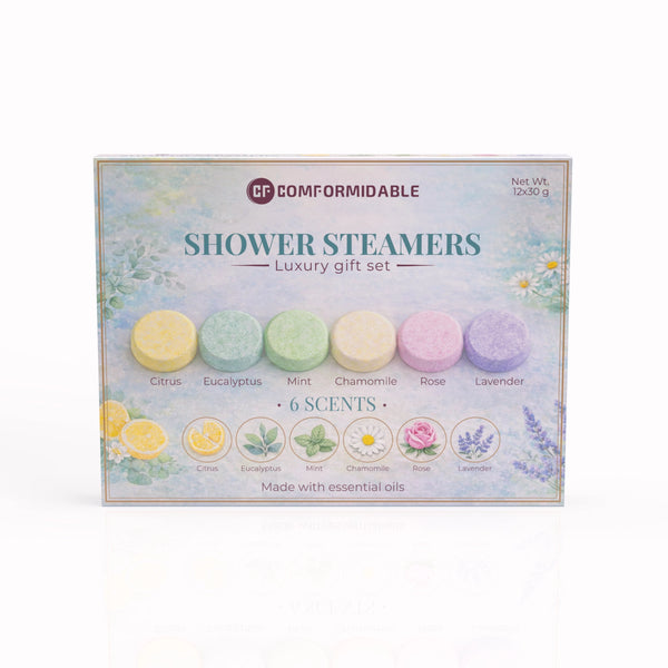 Comformidable Shower Steamers Luxury Gift Set met 6 geuren citrus eucalyptus mint chamomile rose lavendel